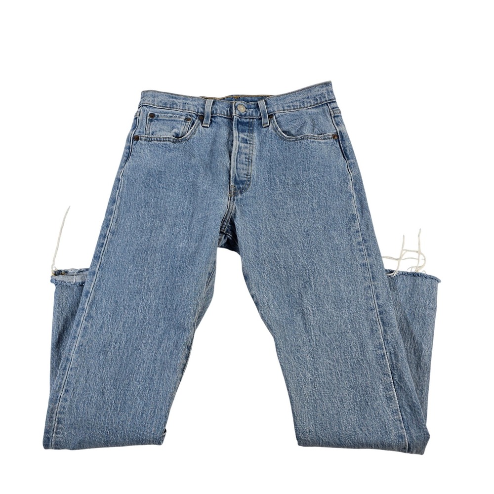 Levi jeans 501 women's‎ 28x28 Light Wash Button Fly Denim  Distressed